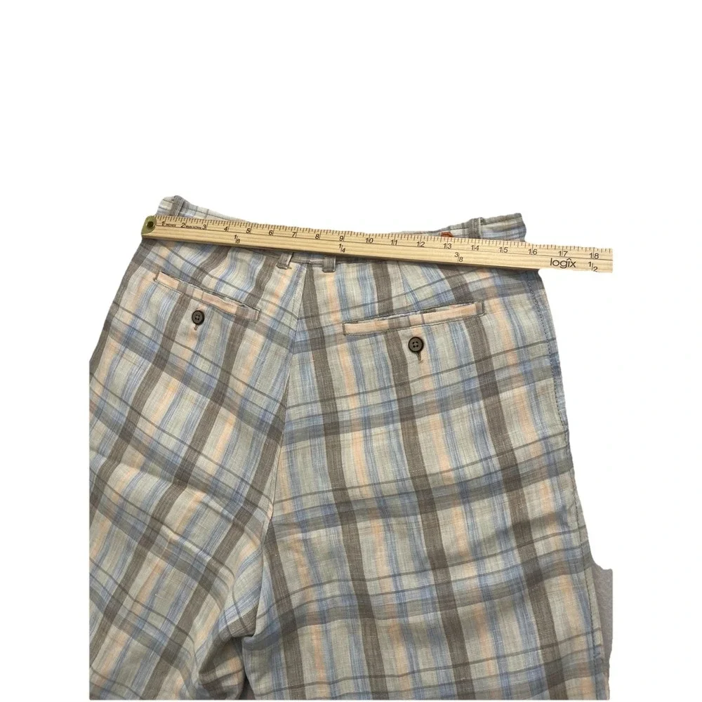 Tommy Bahama Men's Shorts‎ Blue Orange Plaid Linen Tencel 31x20 Paradise Nation